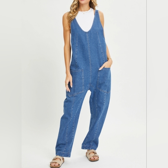 #282 FINAL SALE 🛑S,L Boho Bestseller One-And-Done Denim Jumpsuit - Picture 6 of 16